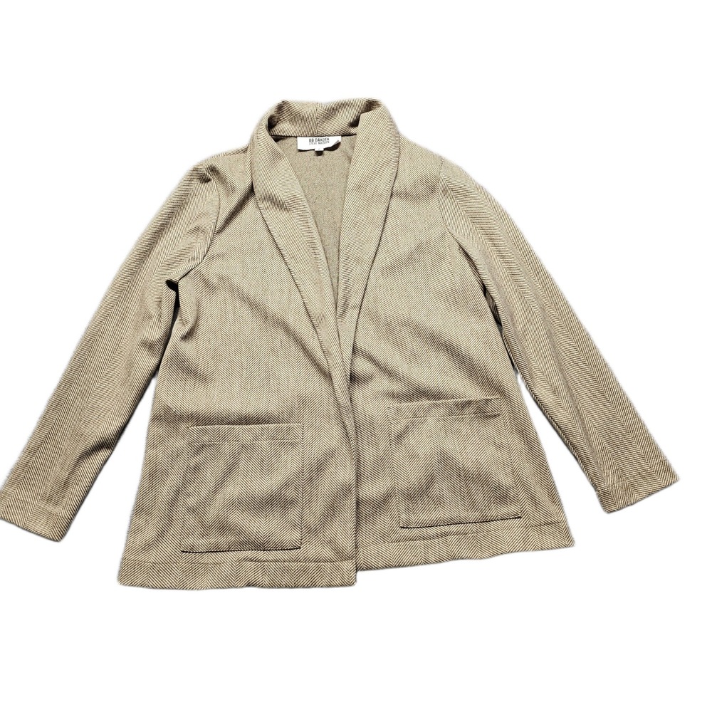 BB Dakota by Steve Madden Blazer Jacket Womens Small Tan Herringbone Open‎ Front